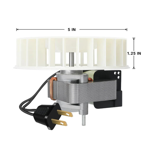 Bathroom Exhaust Fan Motor Replacement Parts For 769RL B Unit And 757 751 769RFT R01 769RL R01 70 CFM 3000 RPM Quiet 3 Sones Low Noise Easy Swap Kit Replaces JESP 61K20 C 87547 showing side view with plug