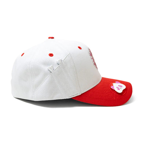 Side view of Dope Custom Golf Hat With Tee Holder And Ball Marker, Bill Magnet, Sweat Stain Resistant, 2XL Fit, Bullseye Style
