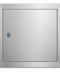 Straight Up Heavy Duty Stainless Steel Drywall Access Door With Smooth Swing Rotary Latch For Wall Or Ceiling Knockout 28 By 28 Inch Utility Service Panel Rig, front view.