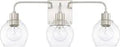 Tanner Urban Industrial Clear Glass 3 Light Bathroom Vanity Wall Light Brushed Nickel Finish 300 Total Watts 10 Inch High 25 Inch Wide Sleek Modern Bath Sconce