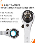 Close-up of 12 Point Ratchet Double Ended Design from 8 In 1 Ratcheting Wrench Set With Double Box End And 12 Point SAE CR-V Build