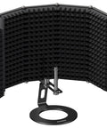 Foldable Microphone Isolation Shield With Triple Sound Insulation For Clear Vocals, Reflection Filter on desktop stand