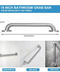 Heavy Duty Stainless Steel Bathroom Safety Grab Bar With A Tight No Slip Grip For Shower Or Tub Ada Compliant Beefy Handrail Support For Seniors Fly Brushed Finish Eighteen Inch Rig mounted at different angles.