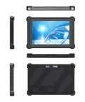 Straight Up Badass 10.1 Inch IP67 Rugged Industrial Tablet PC Running Windows 11 With Intel N5100 Chip 8GB RAM 128GB Storage 6000 MAH Battery, showing various angles.