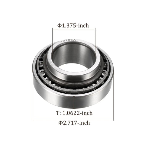 Tapered Roller Bearing Set 14136A 14276, Chrome Steel Cone And Cup, Two Pack For Conveyor Systems, size 1.375 x 2.717 x 1.0622 inches