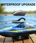 Twin Pack Remote Control Boats For Kids And Adults With Dual Speed Modes, Waterproof Twin-Screw Hulls showing waterproof upgrade feature.