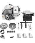 Badass Heavy Duty Universal Dividing Head BS-0 Mount Compatible With Four Or Five Inch Three Jaw Chucks Includes Sturdy Cnc Tailstock and accessories.