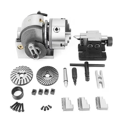 Badass Heavy Duty Universal Dividing Head BS-0 Mount Compatible With Four Or Five Inch Three Jaw Chucks Includes Sturdy Cnc Tailstock and accessories.