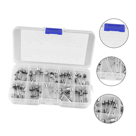 60 Pack Assorted Glass Tube Fuses Kit For Home Appliances Electronics And Auto Use 5x20mm Fuses 0.5A To 20A Pack With Portable Carry Case