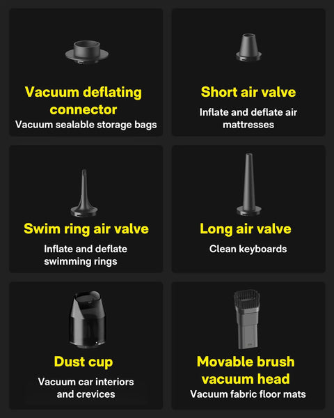 Various attachments for Cordless Handheld Vacuum Cleaner Four In One Air Duster And Desk Vacuum With 15000Pa Suction Portable Vortex Power