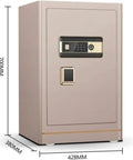 Heavy Duty Digital Electronic Safe Box With Steel Construction And Wall Anchoring Design Hidden Cabinet Dual Alarm System Emergency Power Supply Anti Theft Bolts Ideal For Home Or Office Valuables, front view with dimensions 700mm x 428mm x 380mm