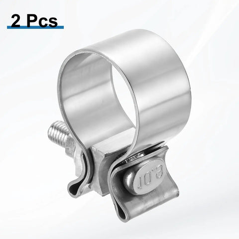 2 Pack 410 Stainless Steel Exhaust Clamp Set Adjustable From 1.69 Inch To 1.97 Inch Narrow Band Butt Joint 29mm Wide Muffler Seal Clamp