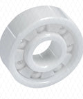 MR104 ceramic bearing, white circular ring with central bore, angled view