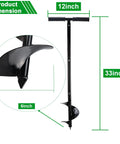Heavy Duty Hand Auger Post Hole Digger 6 Inch By 33 Inch with close-up of 6-inch steel drill bit and 33-inch handle dimensions.