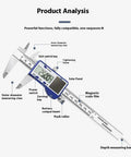 Steel Solar Digital Calipers 150mm Ranges High Accuracy Measurement Tool with Small Case for Industrial Applications Solar Battery Calipers with LCD display.