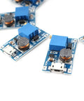 Dope Boost Converter DC DC Step Up Module With Micro USB Input 2V To 24V In 5V To 28V Adjustable Output 2A Max Current High Efficiency DIY Power Supply Board For Electronics Projects Pack Of 10 visible modules.