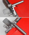 Close-up of heavy duty leather strap cutter made from aluminum alloy adjustable manual belt cutter tool for DIY leathercraft.