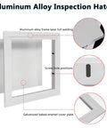 8x8 Heavy Gauge Aluminum Ceiling Access Panel With Smooth White Removable Drywall Cover For Rad Home Reno And Quick Maintenance Fixups Without Any Stress Or Drama, showcasing details of the aluminum alloy inspection hatch.