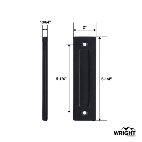 Matte Black Sliding Barn Door Handles Set, 2 Pack With Hardware Kit For Interior Use, Sleek Modern Finishes, shown with dimensions.