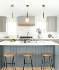 Modern Globe Pendant Light For Kitchen Island White Milk Glass With Brass Finish Frosted Hanging Light over kitchen island