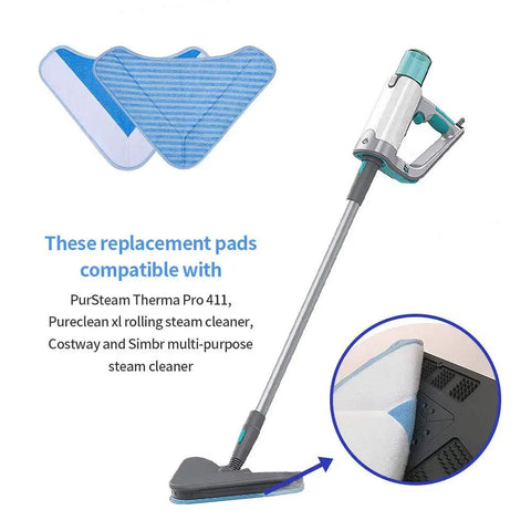 Replacement Mop Pad Set For PureClean Steam Cleaners And PurSteam Therma Pro Elite 12 In 1 triangle microfiber pads with steam mop.