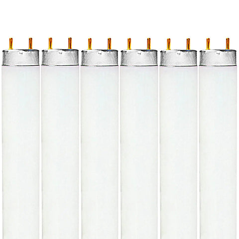 24 Inch T8 Fluorescent Tube Light Bulb 17W 5000K Bright White, 1350 Lumens, G13 Base, 6 Pack front view