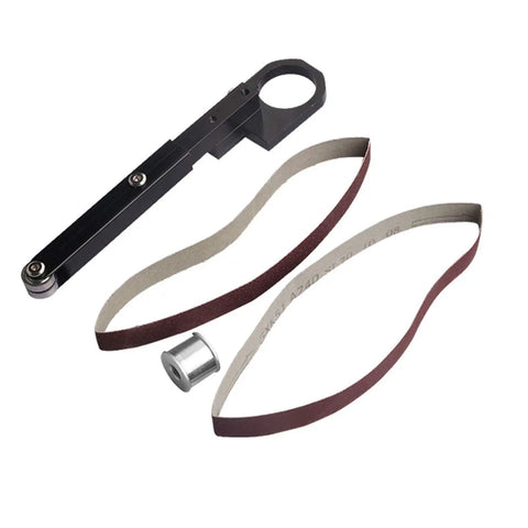 Killer Mini Angle Grinder Belt Sander Conversion Kit Sick Adapter For Model 100 with black metal frame and sanding belts.