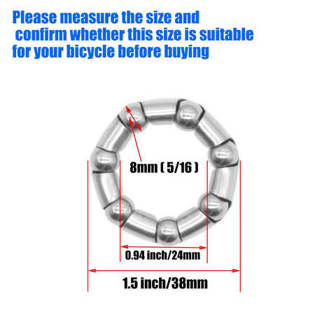 4 Piece Bike Ball Bearing Retainer Set With 8mm Balls, 38mm Outer Diameter, 24mm Inner Diameter, includes measurements