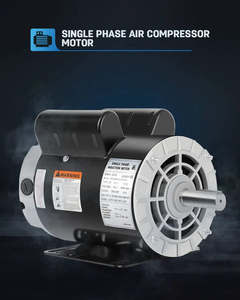 Beast 5 HP 230V Single Phase Air Compressor Motor, 3450 RPM, 56 Frame, Keyed Shaft, ODP, ideal for home garage or shop use