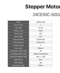 Front view of stepper motor datasheet for model 24CE30C-500Z with specifications table