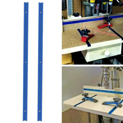 Two Pack 500mm T Track Miter Track Set In Aluminum Alloy With Mounting Holes For Router Table Woodworking Jigs Blue Finish