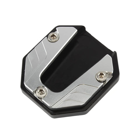 Aluminum Alloy Kickstand Plate Extension For Universal Dirt Bikes And Motorbikes Side Stand Foot Pad Dope Upgrade Durable Wear Resistant Support Accessory Silver, showing top view of product.
