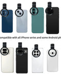 52mm CPL Filter For Phone And DSLR Cameras, Pro Grade Circular Polarizer With Universal Clip shown on various iPhones and Androids