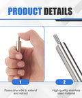 Hand holding a stainless steel wire pulling roller, part of the Heavy Duty Steel Wire Pulling Roller for 4 Inch Electrical Boxes.