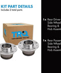 Rear Left And Right Wheel Bearing And Hub Assembly Set For Ram ProMaster 1500 2500 3500 2014 Through 2023, box with parts