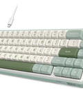 Gasket Mount 60 Percent Wired Mechanical Keyboard Hits Different With Hot Swap Linear Switches Smooth Pbt Keycaps And Rgb Backlight And Programmable Knob For Your Desk, compact design with green and white keycaps.