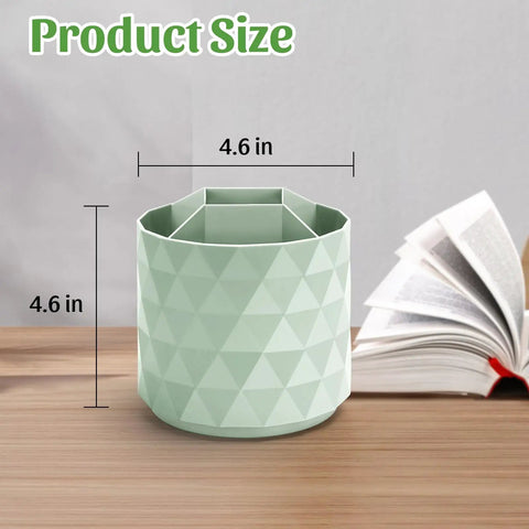Sparkling Diamond Desk Organizer With 360 Rotating Pen Holder Dope Five Compartment Pencil Cup Storage Box Caddy In Green