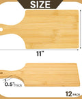 Bamboo cutting board with handle, 11x5 inches, 0.5 inch thick, 12-pack set.