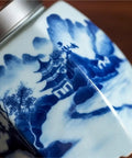 Classic Blue And White Ceramic Tea Jar Big Boy Airtight Loose Tea Storage Caddy For Kitchen Pantry Organization decorative design
