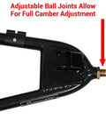 1.5 Inch Black Forward Offset Front A Arms For Polaris RZR S 800 2009 2014 Fit Up To 32 Inch Tires And 3 Inch Lift 25 Percent Larger Tubing Than Stock Includes Standard Duty Ball Joints For Strength And Stability. black front A-arm with adjustable ball joint
