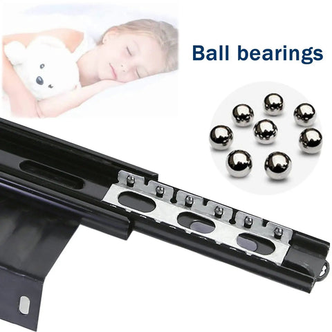 Heavy Duty Drawer Slides With Full Extension And Ball Bearings Three Fold Design Adjustable 24 To 29 Cm, black metal slide