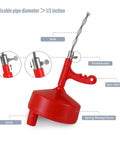 Detailed view of 35 Ft Drain Cleaner Drum Auger Clog Remover with non-slip handle and spring drum for kitchen sink and tub.