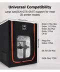 3D Printer Enclosure With LED Light And Constant Temperature For Creality Ender Series, no fuss setup, shown with dimensions