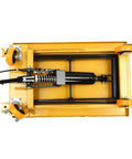 Heavy Duty 500 Lbs Hydraulic Lift Cart With Single Scissor Table Top Lifter And Universal Wheels Plus Rack, top view of hydraulic mechanism.