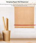 Snag This Heavy Duty Wooden Paper Dispenser With Serrated Cutter And Fast Rip Kraft Roll Holder Easy Wall Mount Memo Stand For Crafting Lists Party Decor And Home Flex on wall with kraft paper roll.