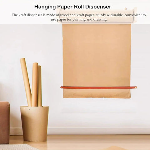 Snag This Heavy Duty Wooden Paper Dispenser With Serrated Cutter And Fast Rip Kraft Roll Holder Easy Wall Mount Memo Stand For Crafting Lists Party Decor And Home Flex on wall with kraft paper roll.