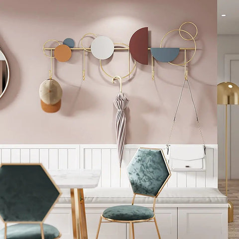 Premium Heavy Duty Wall Mounted Coat Hooks Sleek Wrought Iron Metal Rack For Entryway Bedroom And Hallway Home Storage with colorful accents.