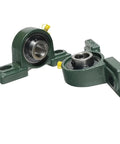 Top Tier Self Aligning 2 Pack UCP20412 Heavy Duty Pillow Block Ball Bearing With Three Quarter Inch Bore Cast Iron Base Built Workhorse For Grinding Heavy Load Works Ensuring Dust Free Sealed Bearings That Resist Rust And Run Silently Always, green cast iron pair