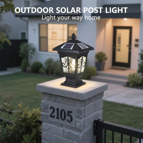 LED Solar Post Cap Light With Remote Dimmable Color Temps 3000K 4000K 6000K IP65 Waterproof Outdoor Pillar Lantern for garden fence