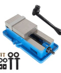 4 Inch Lock Down Milling Vise Workhorse for Drill Press and Milling Machine with 100 mm jaw width, showing handle and bolts